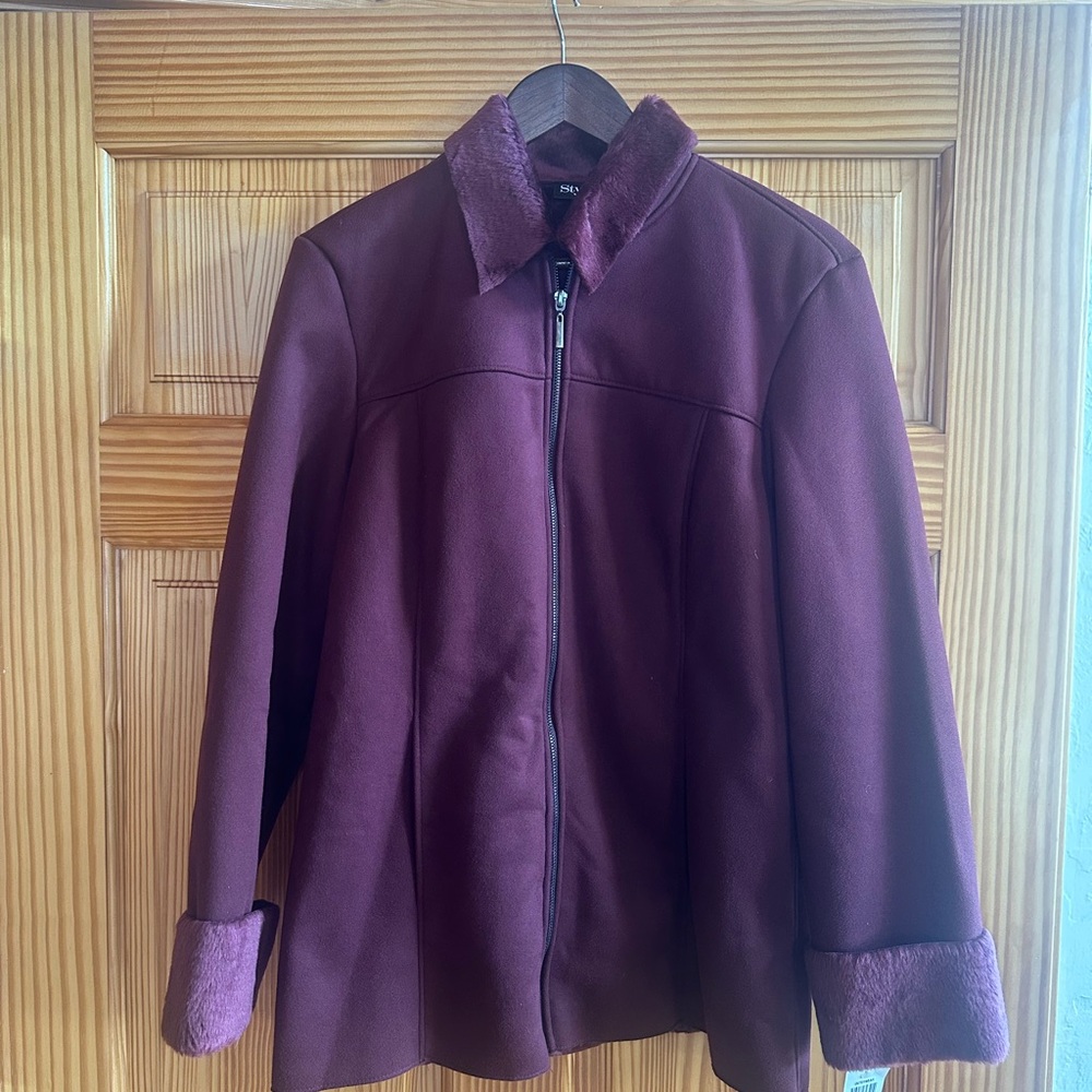 Style & Co. Women's Burgundy Pea Coat